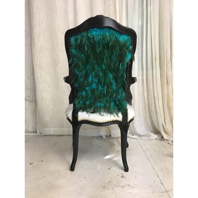Modern Modern Teal Feather Chair For Sale - Image 3 of 7