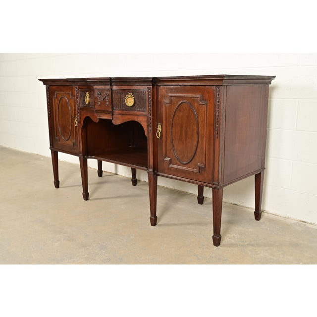 French Antique French Regency Louis XVI Carved Mahogany Sideboard or Bar Cabinet For Sale - Image 3 of 16