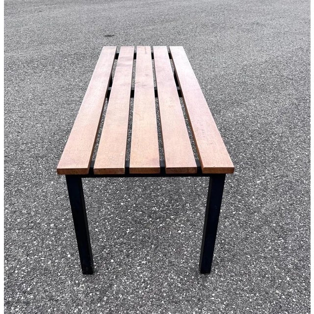 Mid-Century Modern Vintage Industrial Bench For Sale - Image 3 of 7