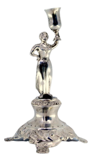 Silver Toothpick Holder with Lady