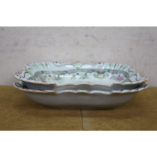 Antique 1825 Stephan Folch Bamboo & Basket Ironstone China Serving Platters - Set of 3 For Sale - Image 4 of 13