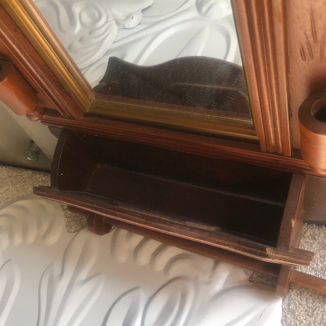 1940s Victorian Shaving Mirror With Towel Bar and Candle Holder For Sale In Houston - Image 6 of 9