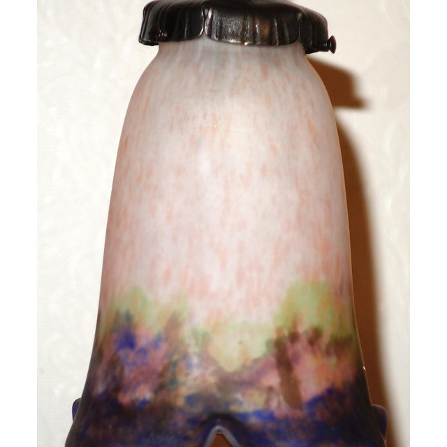 Antique Art Nouveau 4-Light Chandelier from Muller Frères Luneville, 1920s For Sale - Image 12 of 13