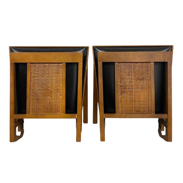 1970s 1970s -Century Modern Folding Chairs by Leg-O-Matic, Set of 2 With Cane Backs For Sale - Image 5 of 10