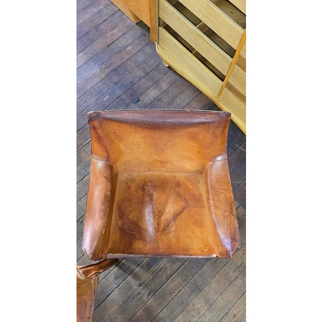 1970s Pair of Cab 413 Armchairs in Cognac Leather by Mario Bellini for Cassina For Sale - Image 11 of 17