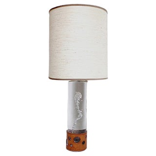 French Glass Lamp with Air Bubbles from Daum, 1970s For Sale