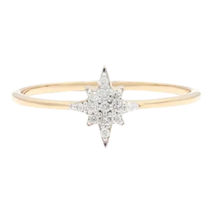 14k Yellow Gold Everyday Diamond Star Celestial Ring Size 7