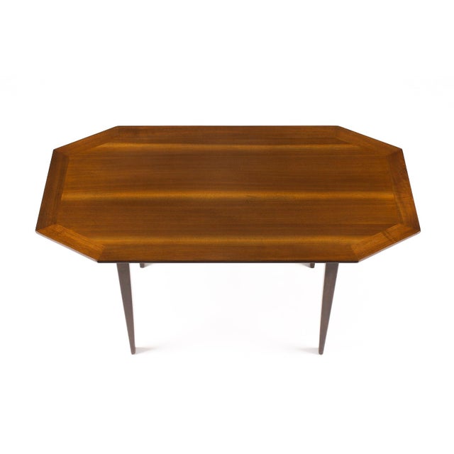 Brown Mid Century Vintage Mahogany Writing Desk — Edward Wormley for Dunbar — Octagonal Top For Sale - Image 8 of 11