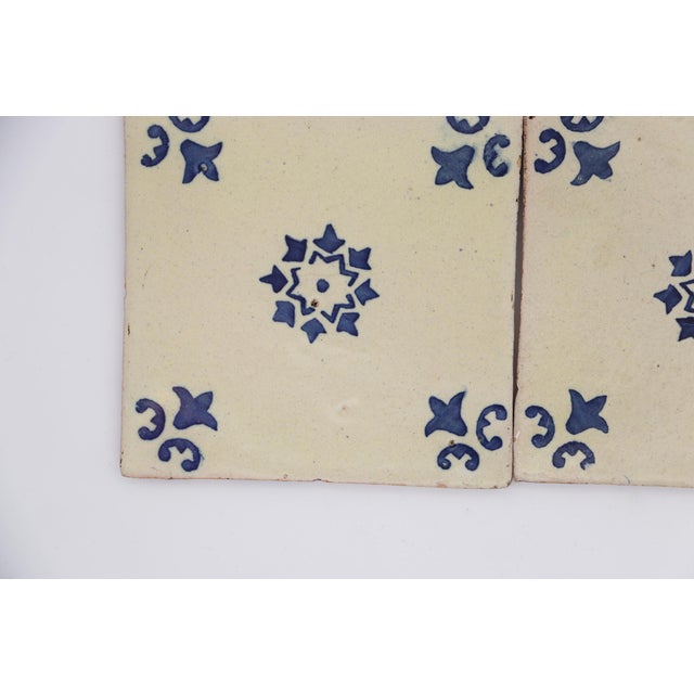 19th Century 19th Century Set of Four Tiles Blue & White Floral, Portuguese For Sale - Image 5 of 14