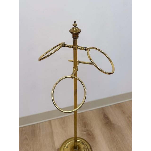 Mid-Century Modern Vintage Towel Rack Brass Regency Freestanding Scarf Rack Hollywood Regency MCM For Sale - Image 3 of 7