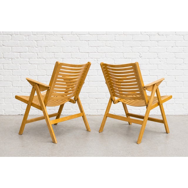 Pair of Mid Century Modern "Rex" Folding Lounge Chairs Designed by Niko Kralj, C. 1960's For Sale - Image 4 of 13