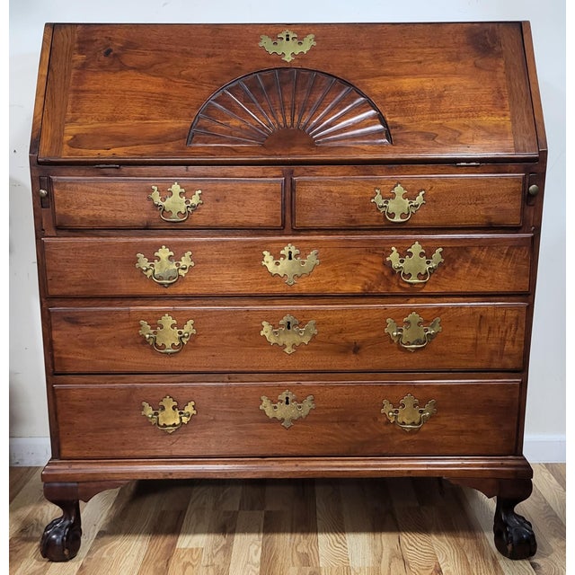 American Antique American Early 19th C Mahogany Chippendale Ball & Claw Slant Front Desk For Sale - Image 3 of 15