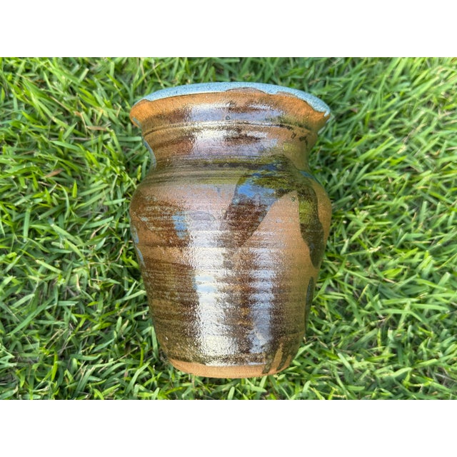 Coffee Vintage 6.75” Signed Studio Pottery Vase For Sale - Image 8 of 11