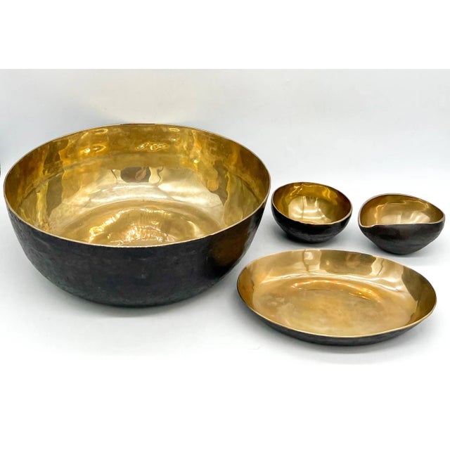 1970's Hammered Bronze Serving Dishes With Dark Applied Patina - Set of 4 For Sale - Image 13 of 13