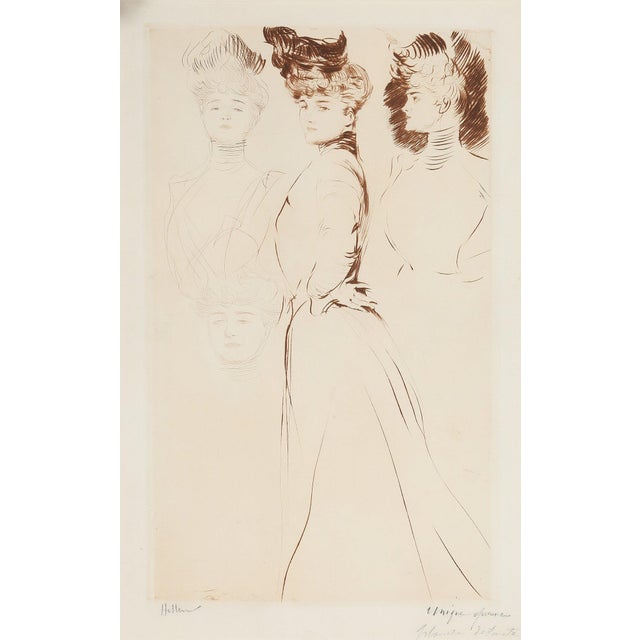 Paul César Helleu, Study of 4 Women, Etching, Framed For Sale - Image 3 of 6