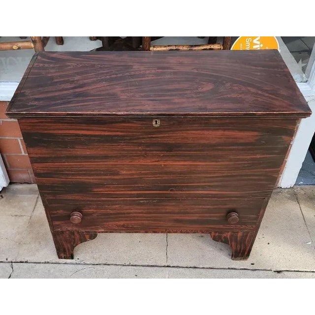 Rustic 19th C Original Paint Decorated Tall Blanket Chest For Sale - Image 3 of 10