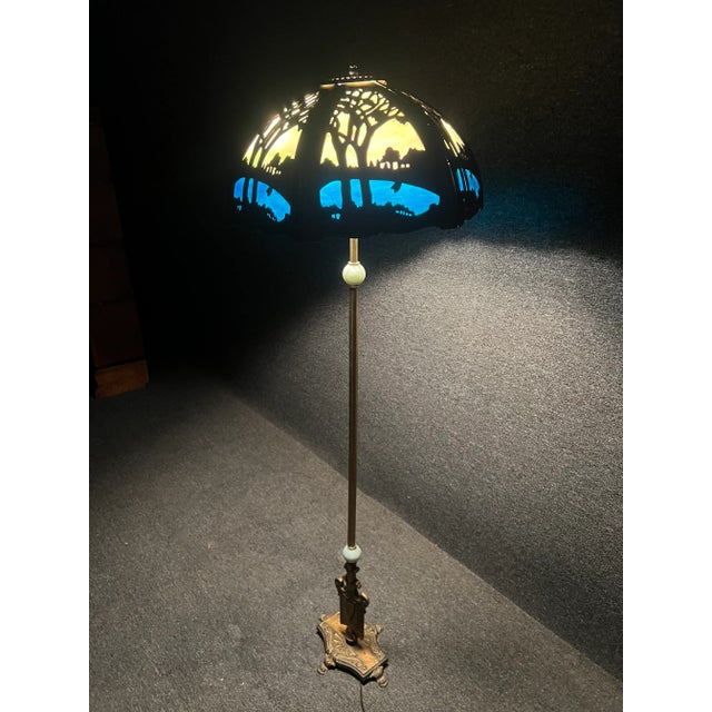 Metal Miller Slag Brass & Iron Floor Lamp For Sale - Image 7 of 11