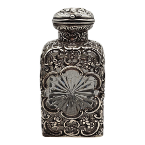 Antique English 1893 Crystal Sterling Silver Scent Perfume Bottle William Comyns