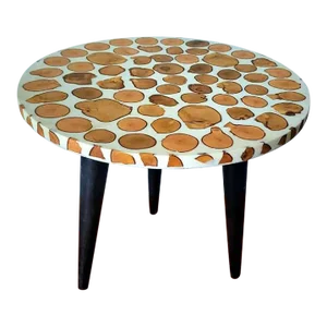 Moroccan Mid-Century Style Wooden and Resin Side Table 1