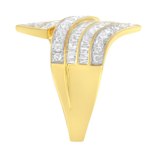 Haus of Brilliance 10K Yellow Gold Diamond Bypass Ring (1 1/7 Cttw, I-J Color, I1-I2 Clarity) - Size 7-1/2 For Sale - Image 4 of 6