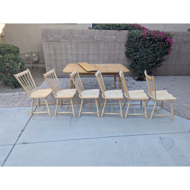 Brown Unfinished Pennsylvania House Table & 6 Chairs 1970s For Sale - Image 8 of 12