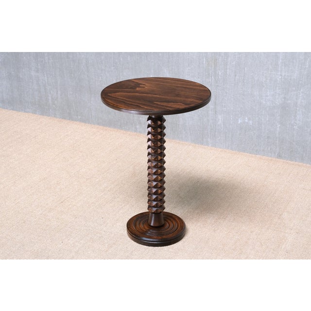 Sculptural Round Side Table in Beech Wood by Charles Dudouyt, France, 1950s For Sale - Image 10 of 12