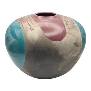 Tony Evans Raku Pottery Vase/Urn 13” Diameter (Signed and Numbered #127) For Sale