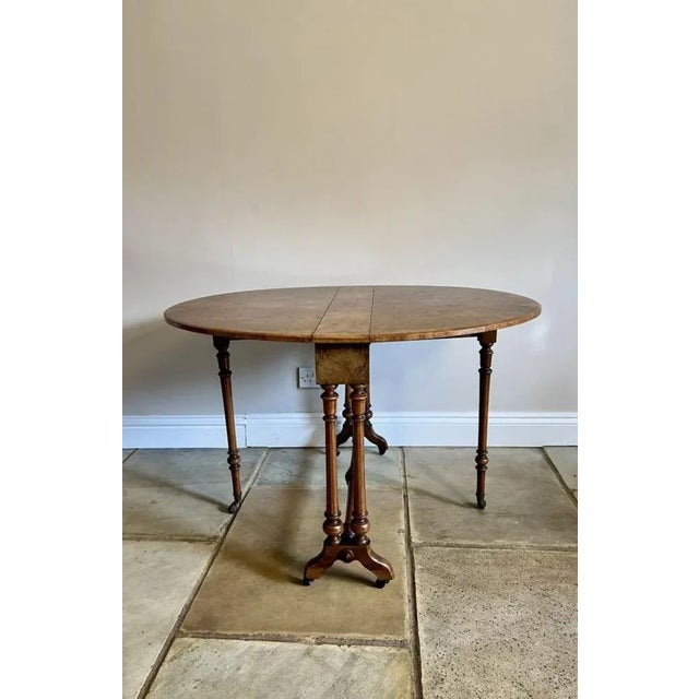 Late 19th Century Antique Victorian Burr Walnut Inlaid Sutherland Table, 1880 For Sale - Image 5 of 13
