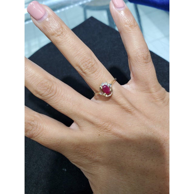 ♥ Product Summary ♥ Main Stone: Ruby & Diamond Dimensions: 10mm (height) Band Material: 14k Yellow Gold