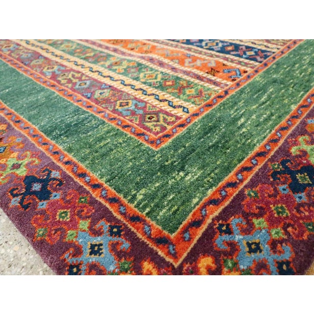 Forest Green Galerie Shabab Collection Mid-20th Century Turkish Anatolian Accent Rug For Sale - Image 8 of 9
