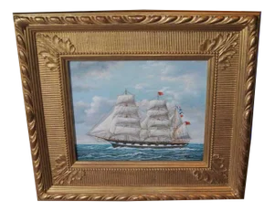 Victorian Artist, Clipper Yacht Seascape, Oil Painting, Framed