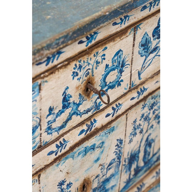 19th Century Delft Painted Italian Commode (C. 1840) For Sale - Image 10 of 12
