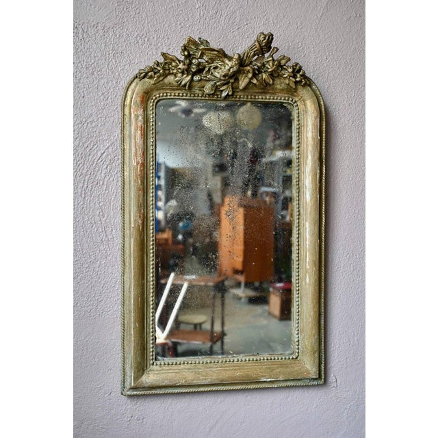 19th Century Louis XVI Mirror with Dove and Giltwood Frame in Mercury Glass, 1890s For Sale - Image 3 of 11