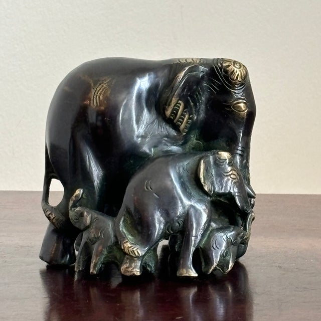Mid 20th Century Mid-20th Century Brass Elephant Figure W/ Calves For Sale - Image 5 of 12