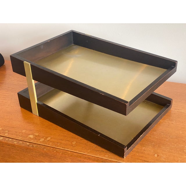 Vintage MCM Duk-It 2 Two Tier Wood Desk Organizer Letter Tray For Sale - Image 11 of 18
