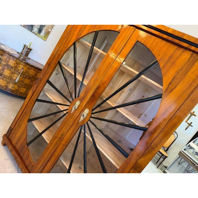 Biedermeier Sun-Shaped Display Cabinet in Walnut For Sale - Image 13 of 14