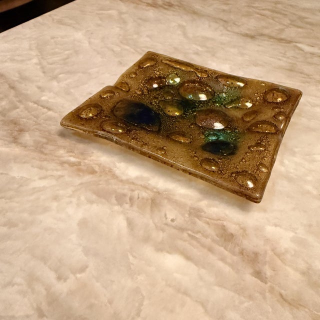 Felipe Derflingher Vintage Fused Art Glass Trinket Dish or Ashtray Felipe Delfinger Feders For Sale - Image 4 of 10