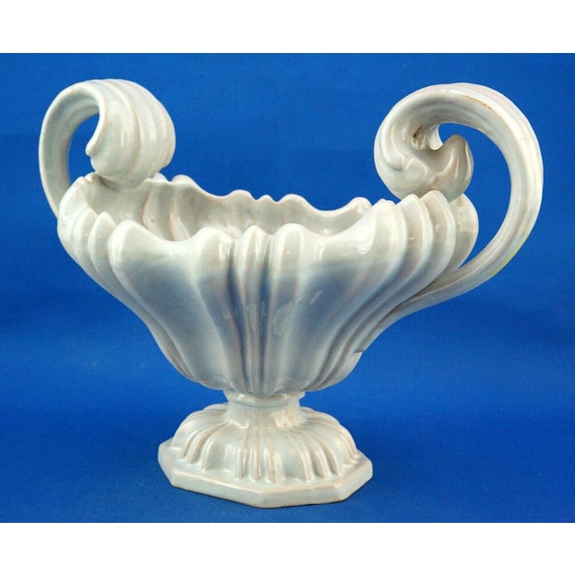 Antique Cerulean Ceramic Centerpiece Vase, 1890s For Sale - Image 5 of 18