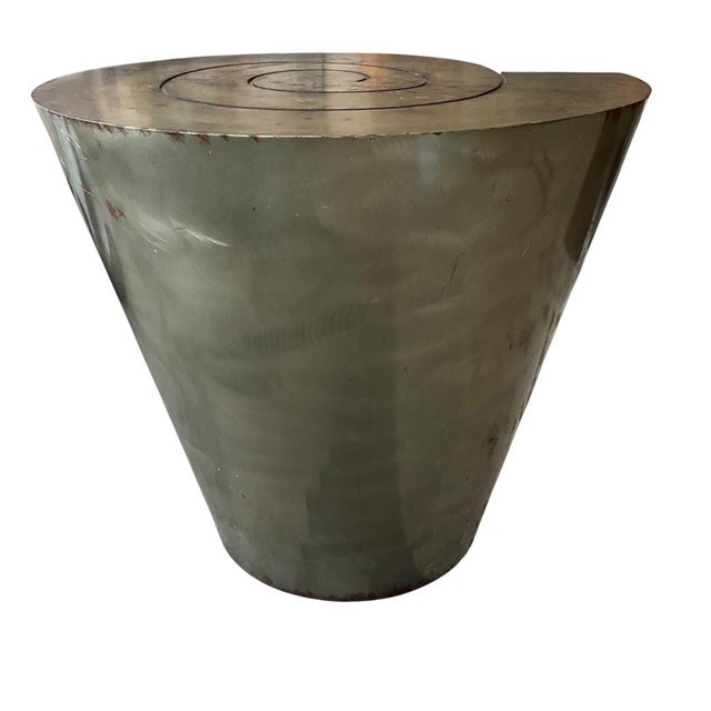 Vintage Accent Table Patinated Brass Construction Notch Accent Design Grooved out Spiral Design Top Pedestal Style Please...