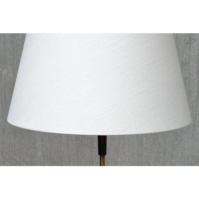 Wood Danish Modern Sculptural Tripod Floor Lamp in Beech, Brass and Linen from Fog & Mørup, 1960s For Sale - Image 7 of 12