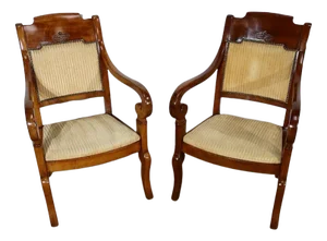 Set of 19th Century Walnut Stock Armchairs