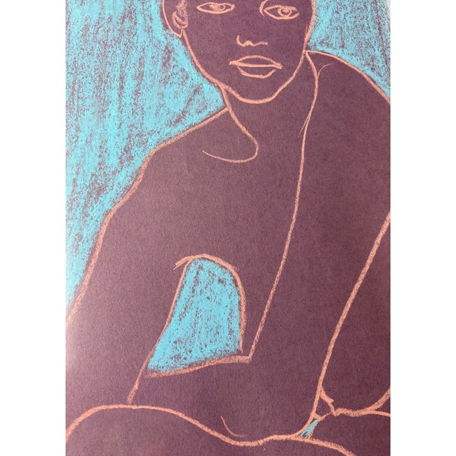 1965 Femme Nue Original Pastel Figure Drawing, Signed and Framed For Sale - Image 9 of 9
