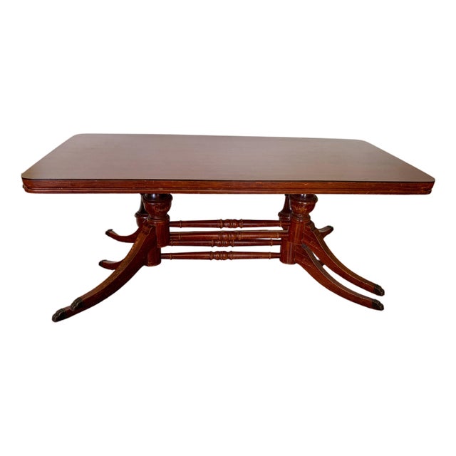 Vintage Mersman Mahogany Pedestal Cocktail Table For Sale