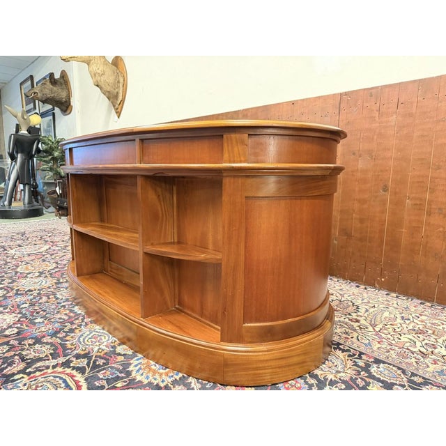 Brown English Kidney-Shaped Chesterfield Desk For Sale - Image 8 of 15