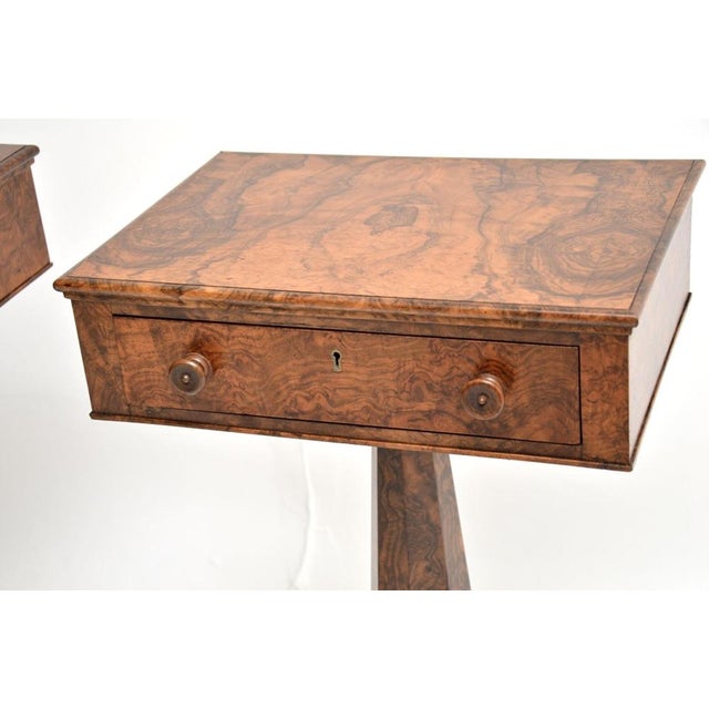 Brown Antique William IV Burr Walnut Side Tables, 1830s, Set of 2 For Sale - Image 8 of 14