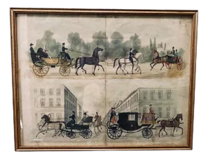 Winkelmann and Sons, Fuhrwerk II, 19th-Century, Copper Engraving, Framed
