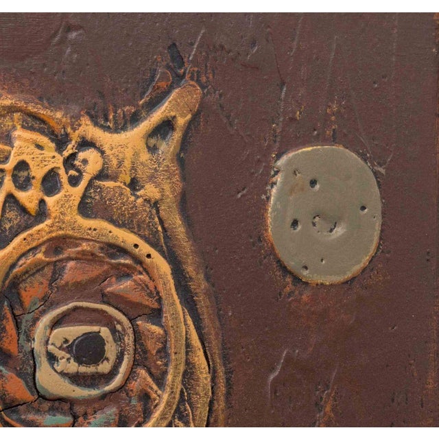 Signed Owl and Full Moon Mixed Media on Panel For Sale In New York - Image 6 of 9