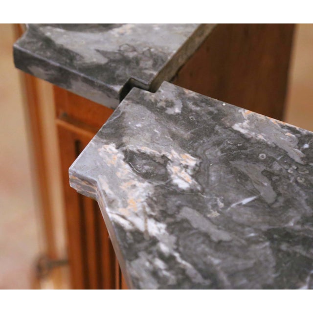 Pair of 19th Century French Louis Philippe Marble Top Walnut Corner Cabinets For Sale In Dallas - Image 6 of 9
