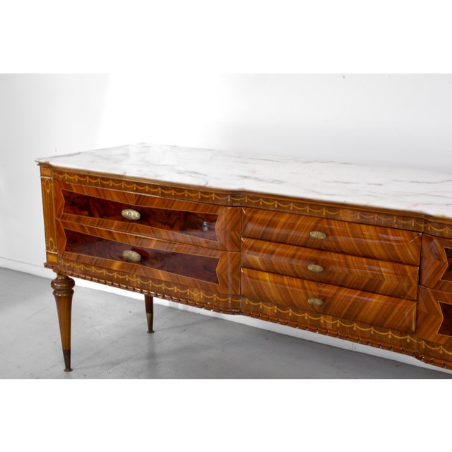 Italian Walnut Carrara Marble and Brass Sideboard from Cantu, 1960s For Sale - Image 12 of 12