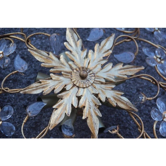 Gold Mid-Century Modern French Crystal Ceiling Lights from Maison Baguès, Set of 2 For Sale - Image 8 of 10